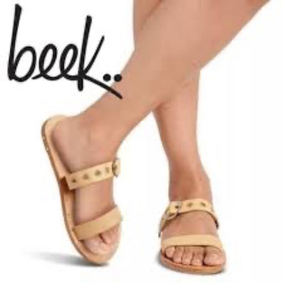 Beek Maleo Leather Buckle Slide Sandal in Sand Beige 8